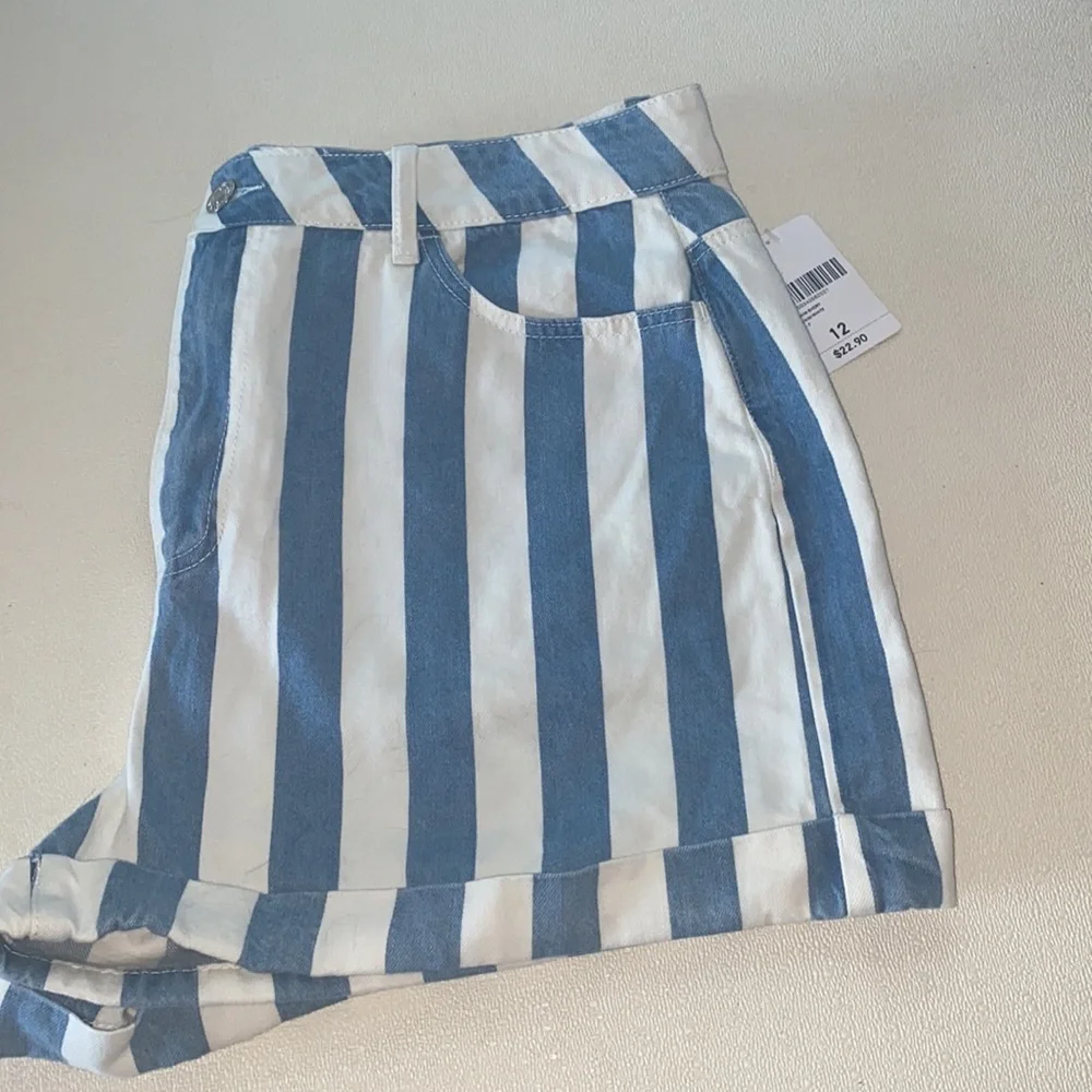 Forever 21+ size 12 striped denim shorts - Picture 3 of 8